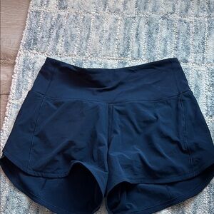 Lululemon high rise speed up short 4 inch inseam navy blue